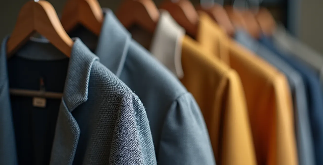 Armario cápsula profesional perfectamente organizado con prendas neutras