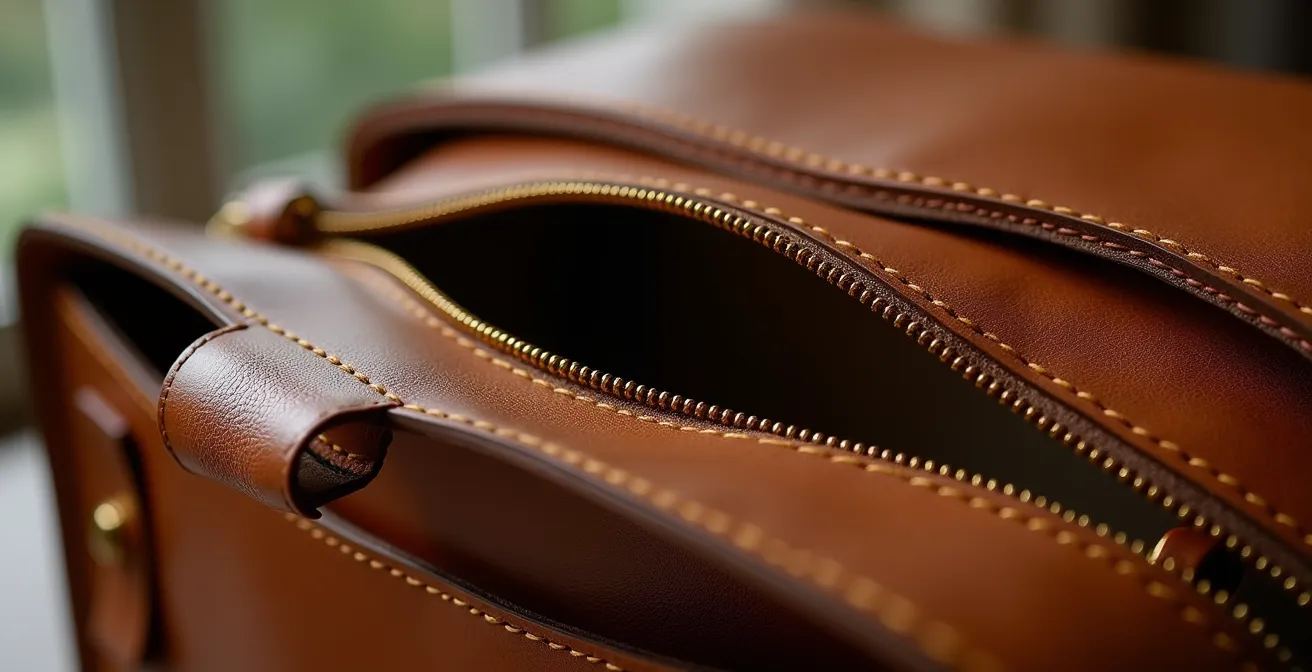 Bolso de trabajo estructurado de cuero español con compartimentos funcionales