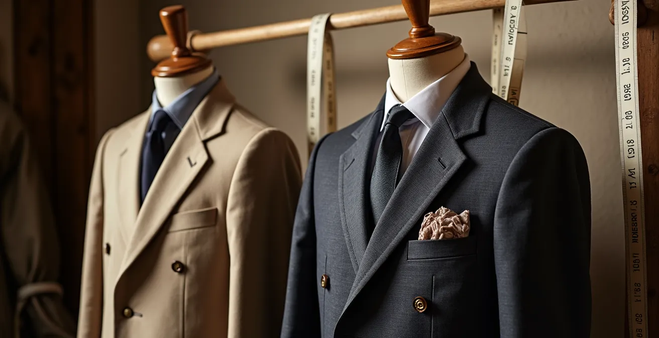 Comparación visual entre hombrera napolitana suave y hombrera estructurada en trajes