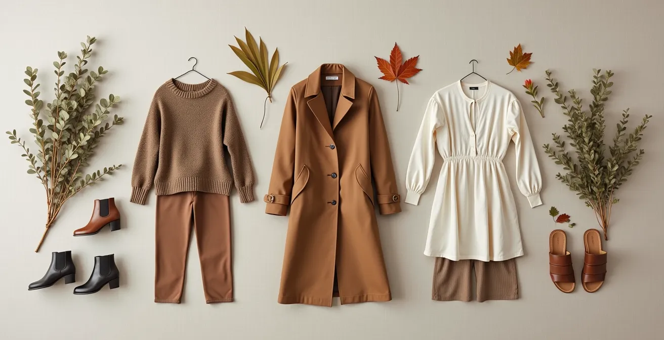 Composición de prendas básicas organizadas por zonas climáticas de España