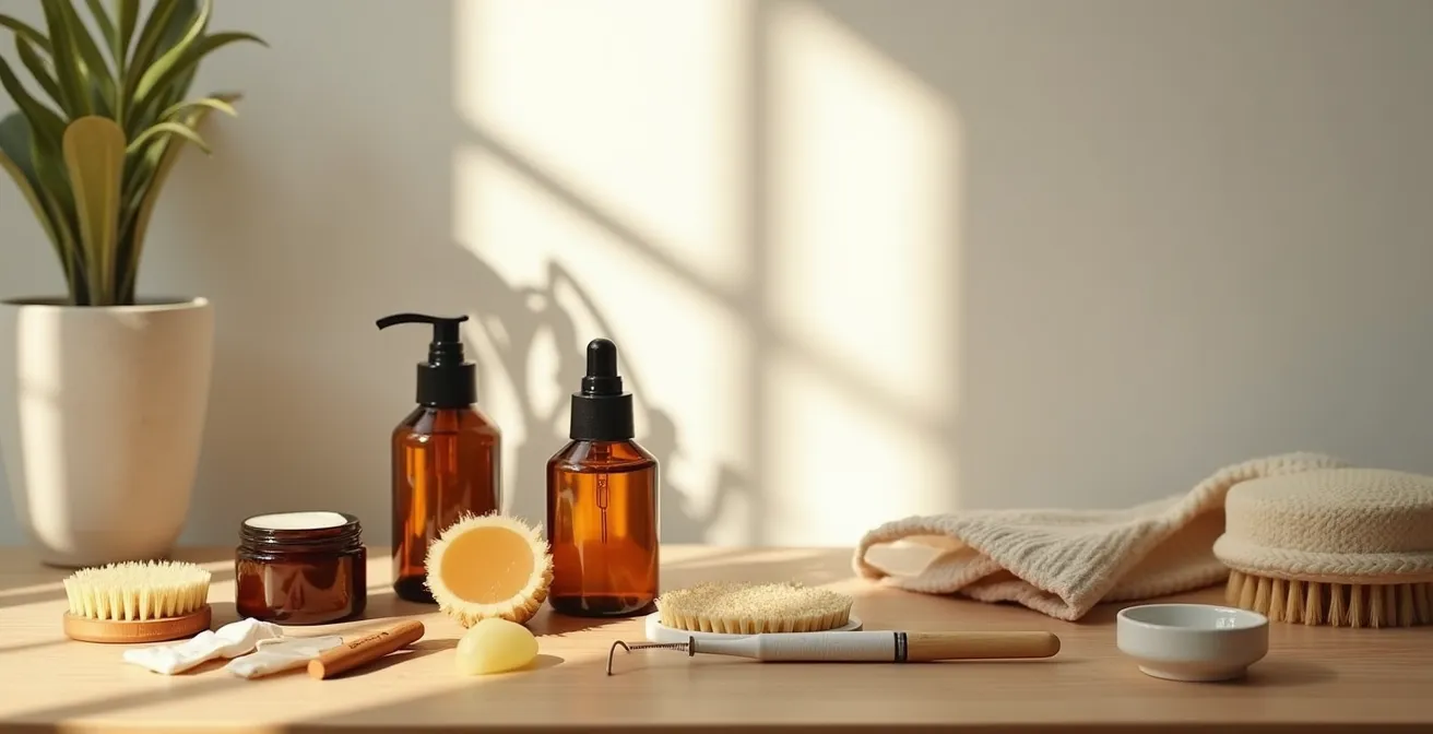 Kit de primeros auxilios para accesorios naturales con herramientas artesanales