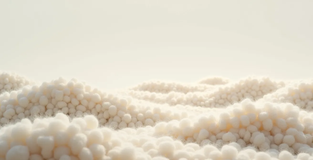 Textura macro de lana merina española de alta calidad mostrando fibras naturales