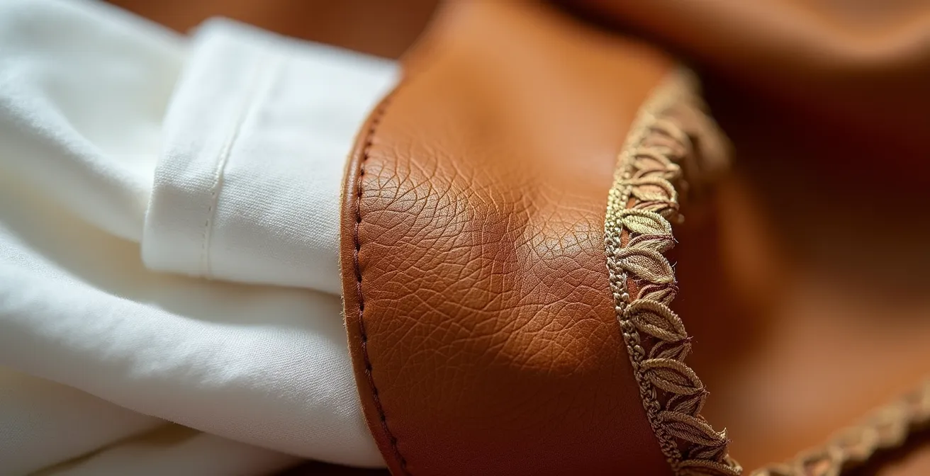 Detalle macro de texturas de tejidos premium perfectamente cuidados