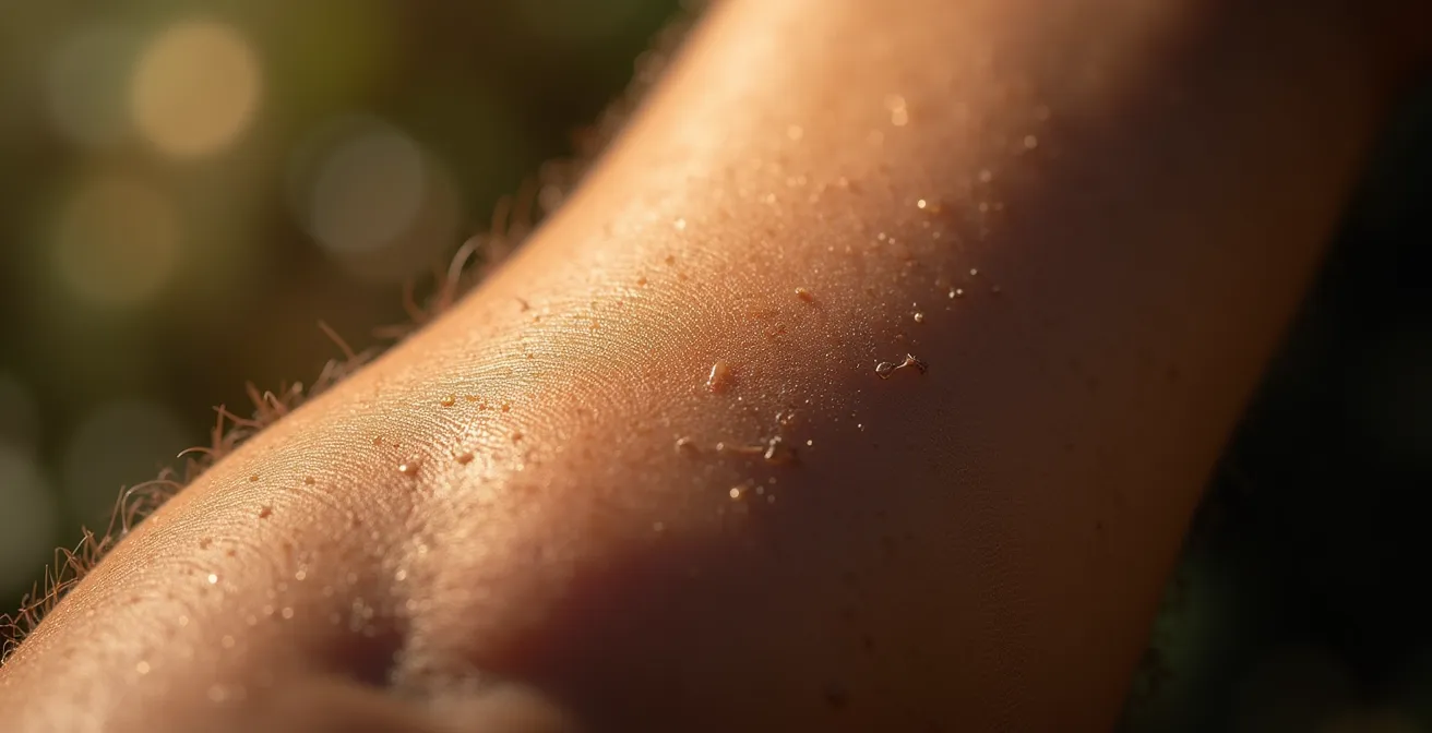 Vista macro de la textura de la piel en codos mostrando el estrato córneo engrosado